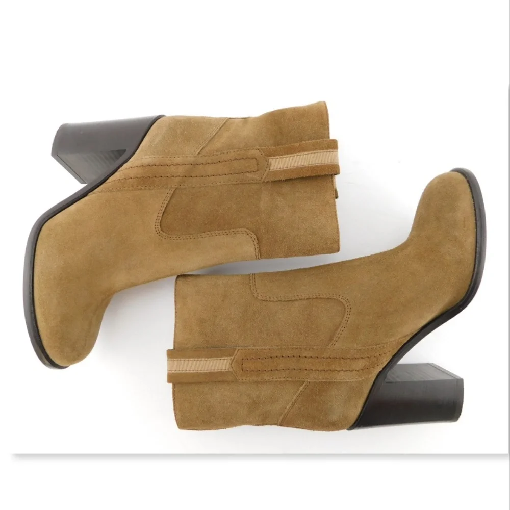 Unworn KATE SPADE Hazel Brown Suede Leather Block Heel Booties 5